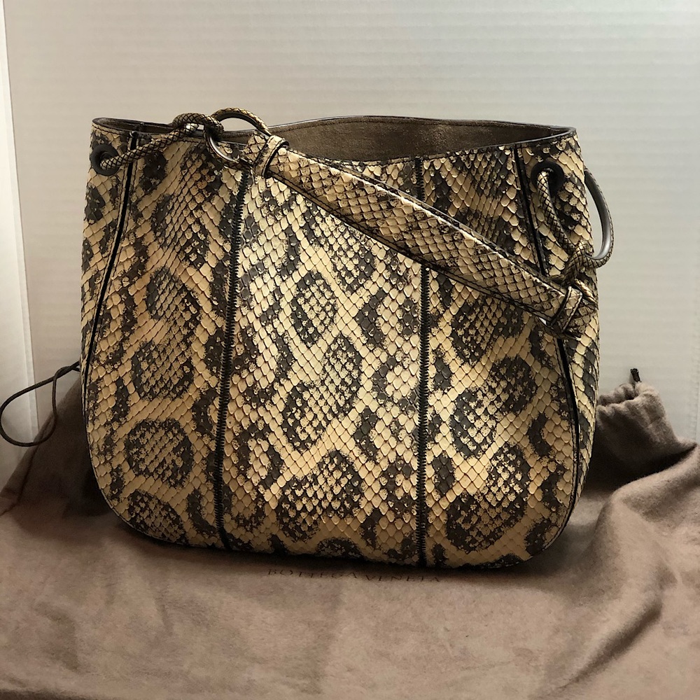 Bottega Veneta Natural Anaconda Loop Bag.